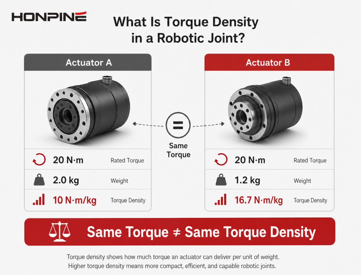 同一の出力トルクを持つロボット関節アクチュエータ間のトルク密度比較