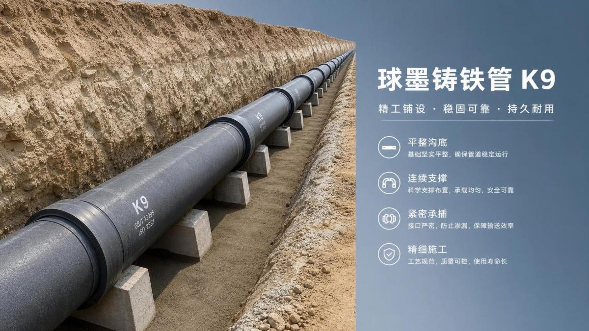 Riesgos clave de instalación de tuberías de hierro dúctil K9 en redes enterradas
