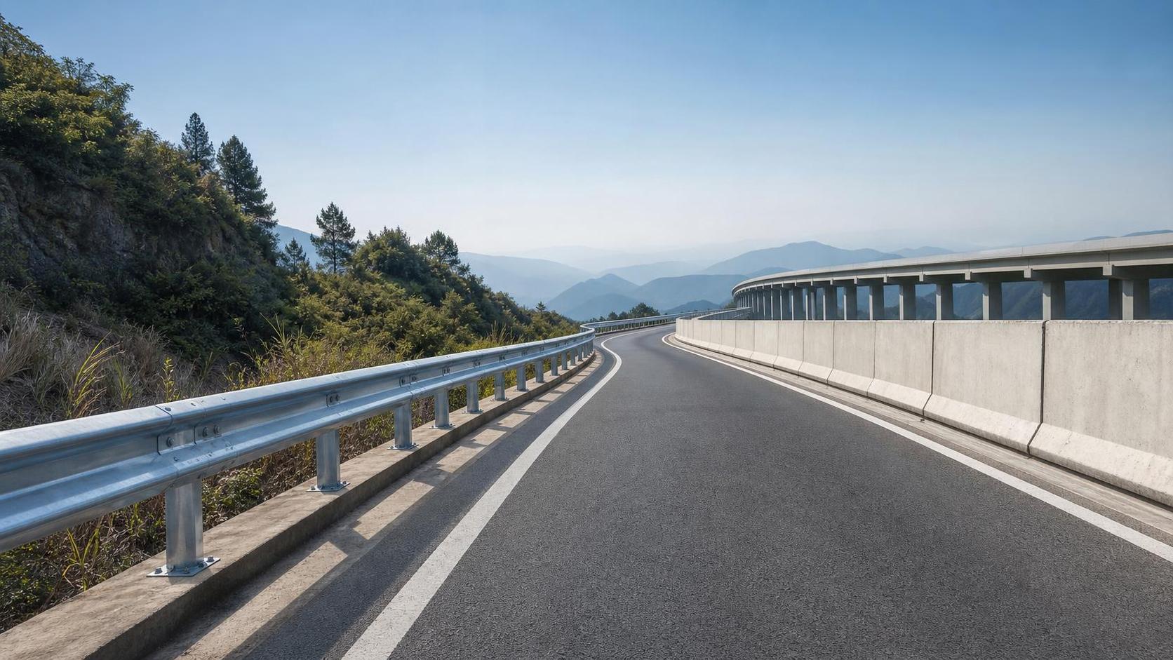 Barrera de viga frente a barrera de hormigón para carreteras con riesgo de salida de vía