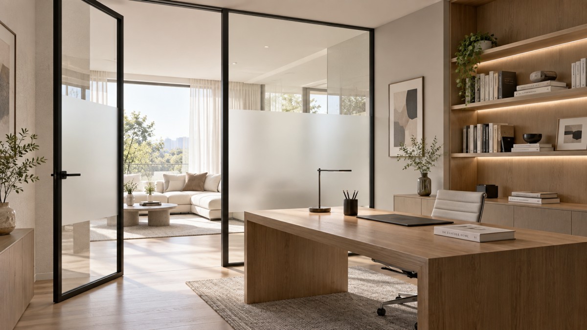Where Interior Glass Doors Improve Daylight Without Sacrificing Room Privacy Cómo las puertas interiores de vidrio mejoran la luz natural sin sacrificar la privacidad de las habitaciones