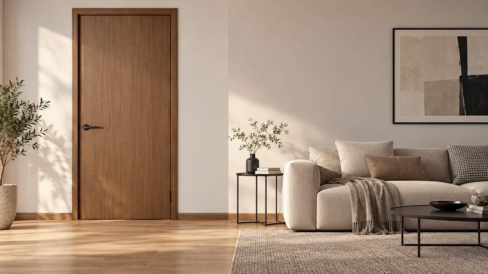 Cómo combinar una puerta interior moderna de madera con el estilo de tu habitación