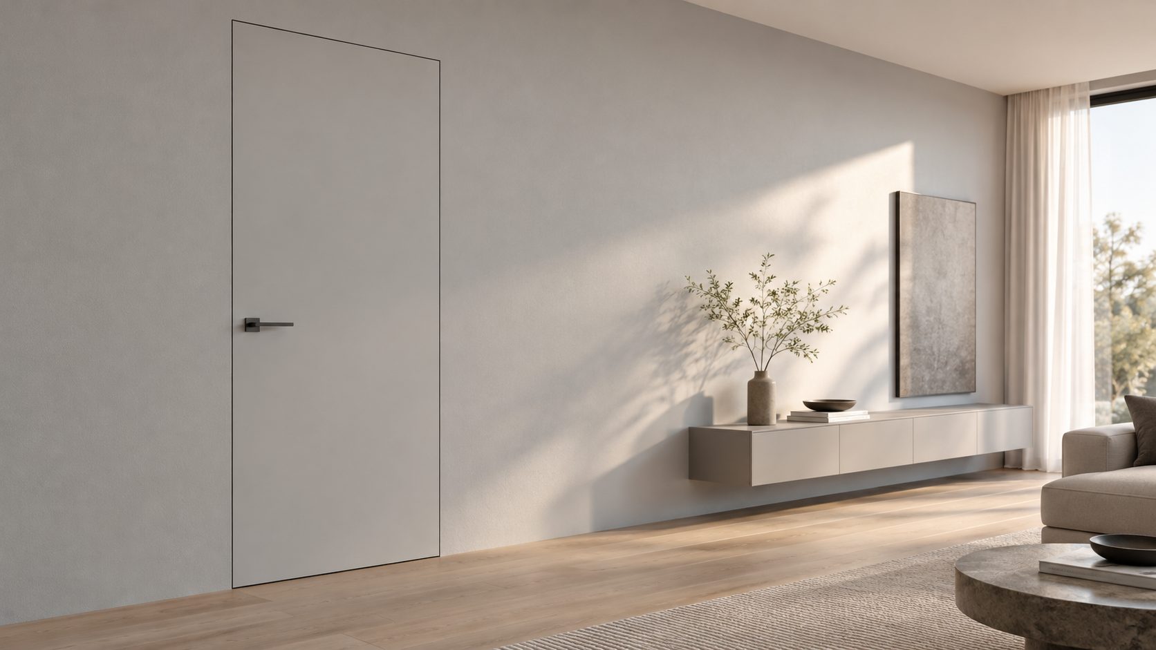Cómo mantener una puerta invisible de WPC sin marco a ras de la pared