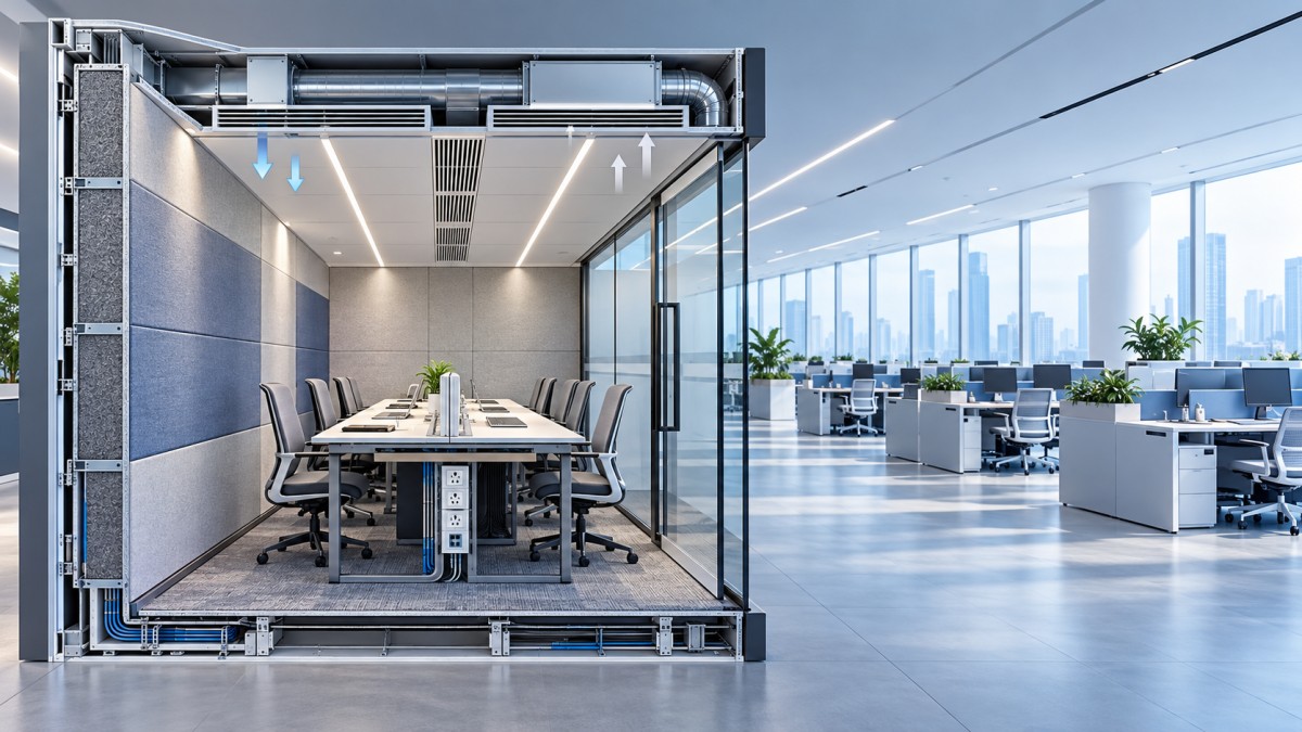 Ventilation, Lighting, and Power Requirements for the TB-ML 3000 Office Pod Requisitos de ventilación, iluminación y alimentación eléctrica para la cabina de oficina TB-ML 3000