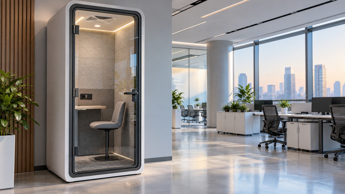 How to Prevent Door, Fan, and Lighting Issues in Office Phone Booths Как предотвратить проблемы с дверью, вентилятором и освещением в офисных телефонных кабинах