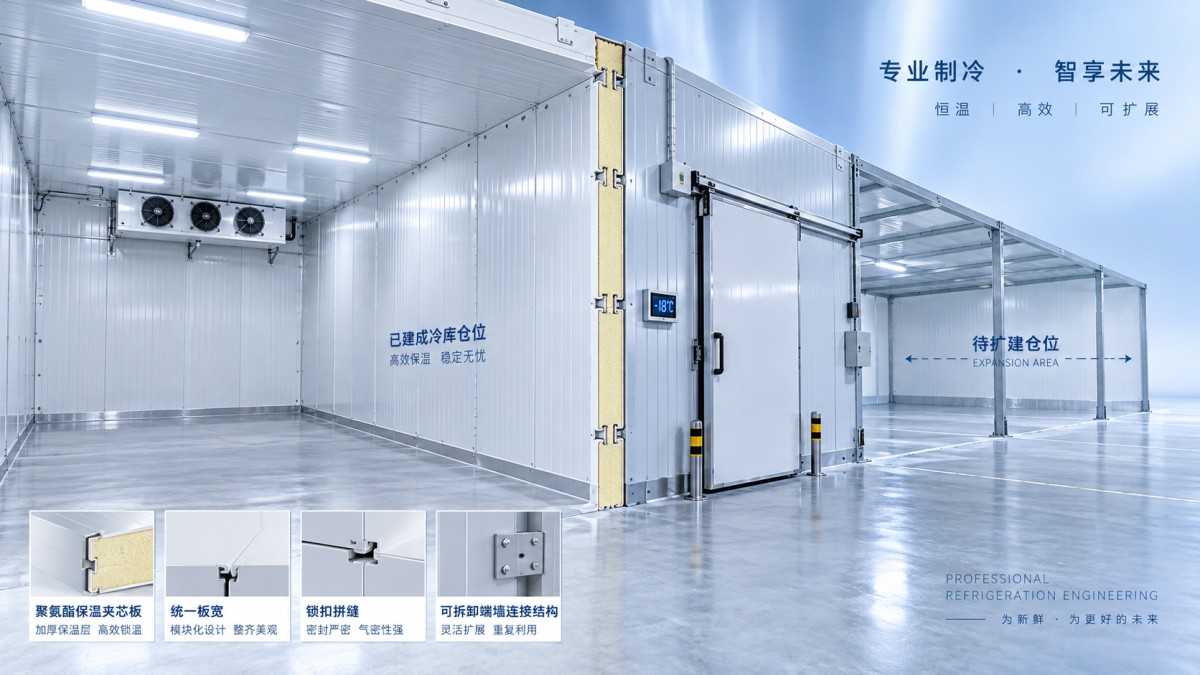 What cold room panel size works for modular expansion? ¿Qué tamaño de panel para cámara frigorífica es adecuado para una ampliación modular?