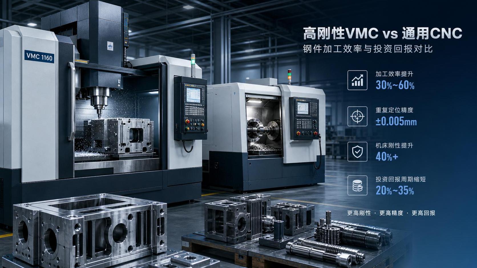 Máquina CNC y VMC para piezas de acero: ¿cuál resulta rentable?