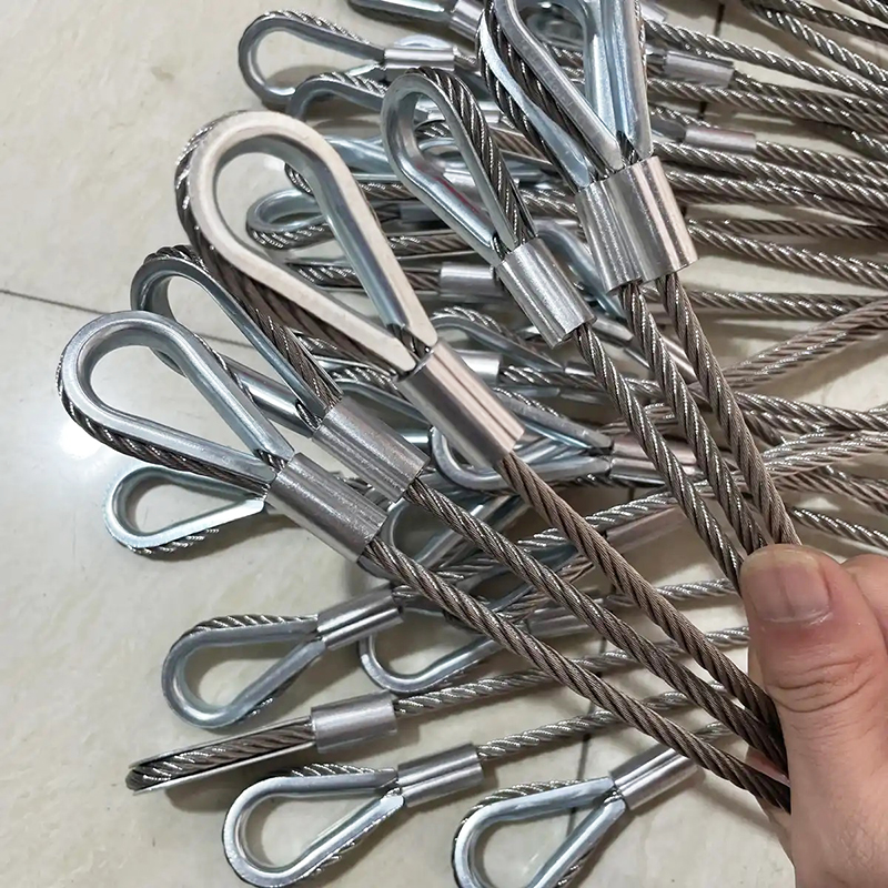 Bucles de eslinga de cable de acero con guardacabo, aparejo de eslinga de cable de acero para elevación
