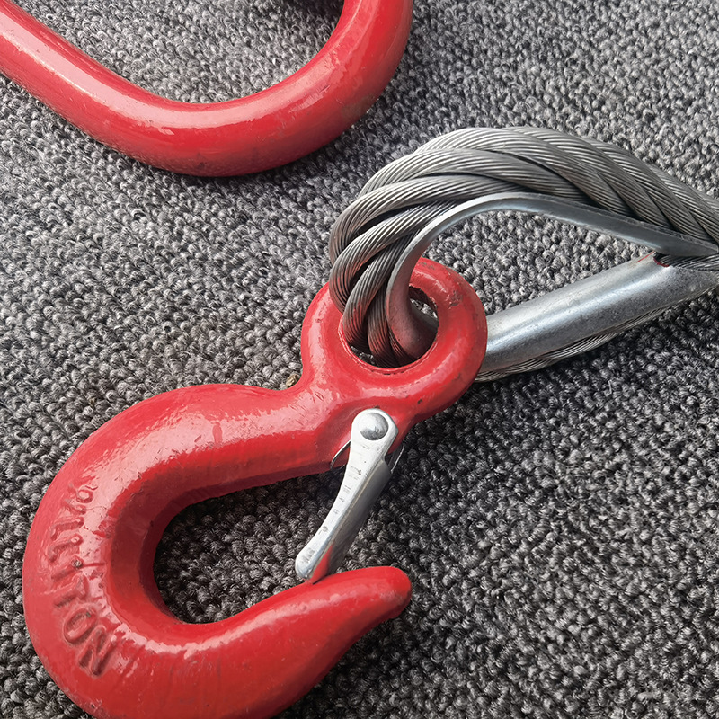 Eslinga de cable de acero con terminal prensado de doble ramal con gancho de seguridad galvanizado de alta resistencia