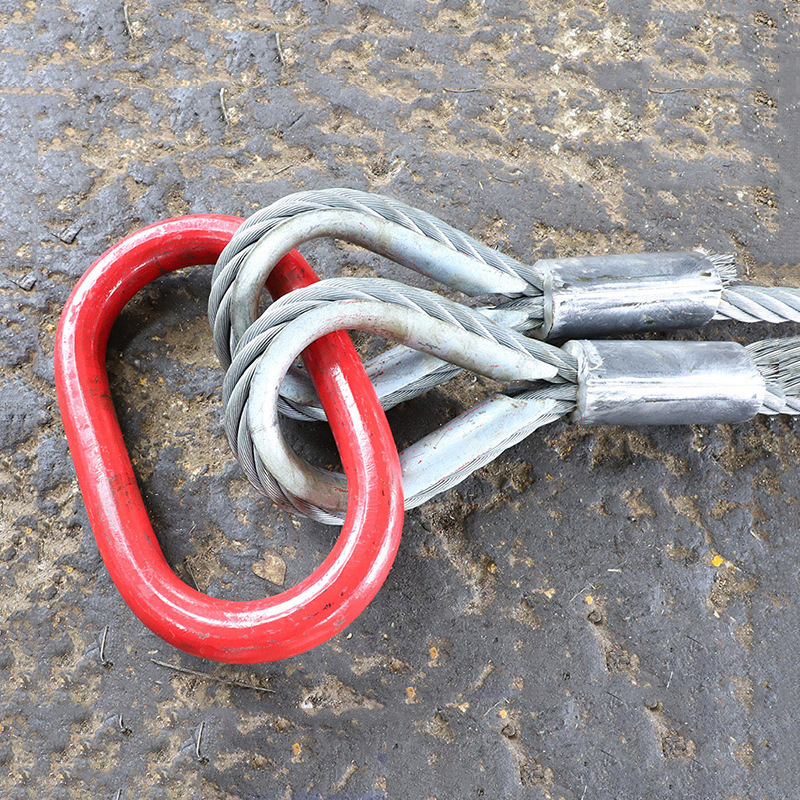 Eslinga de cable de acero con terminal prensado de doble ramal con gancho de seguridad galvanizado de alta resistencia