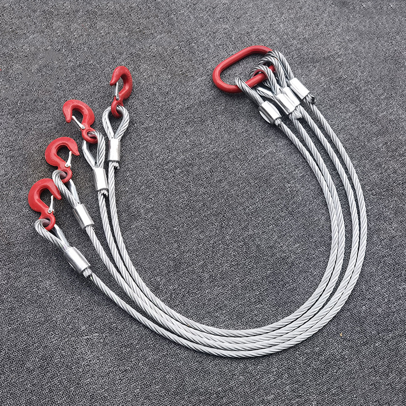 Eslinga de cable de acero de 4 ramales de acero al carbono con gancho de eslinga de ojo con pestillo para elevación pesada
