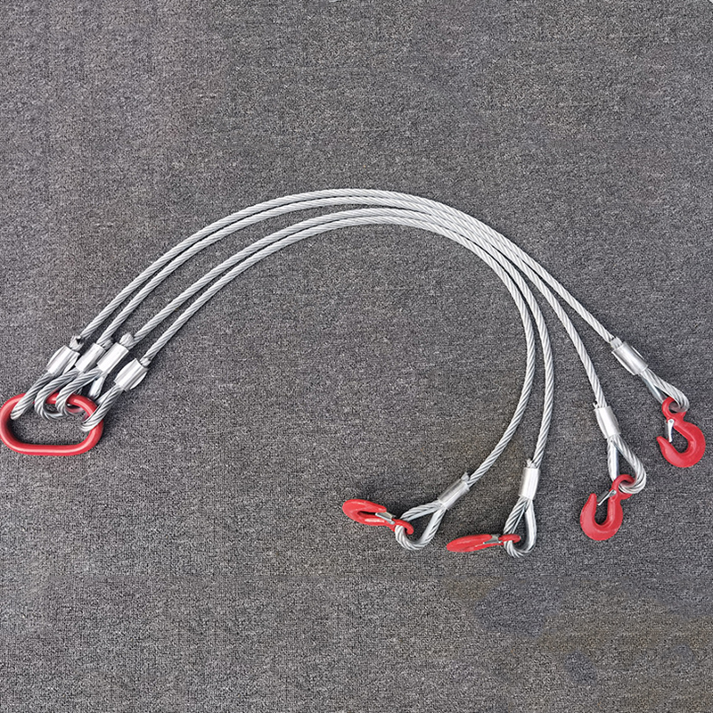 Eslinga de cable de acero de 4 ramales de acero al carbono con gancho de eslinga de ojo con pestillo para elevación pesada