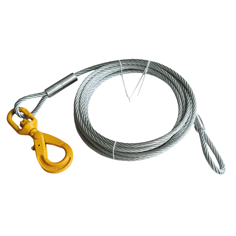Eslinga de cable de acero galvanizado de 10mm con ojo blando 5tons con gancho de seguridad