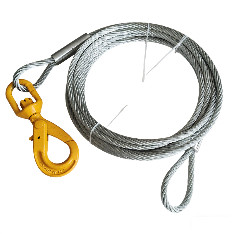 Eslinga de cable de acero galvanizado de 10mm con ojo blando 5tons con gancho de seguridad