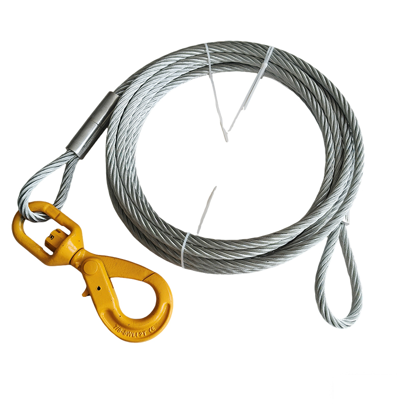 Eslinga de cable de acero galvanizado de 10mm con ojo blando 5tons con gancho de seguridad