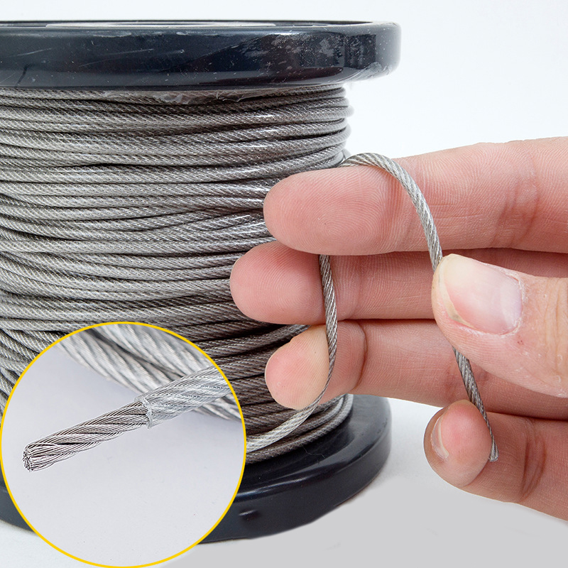 Cable de acero inoxidable 304 316 recubierto de nylon 7x7 para rejilla invisible