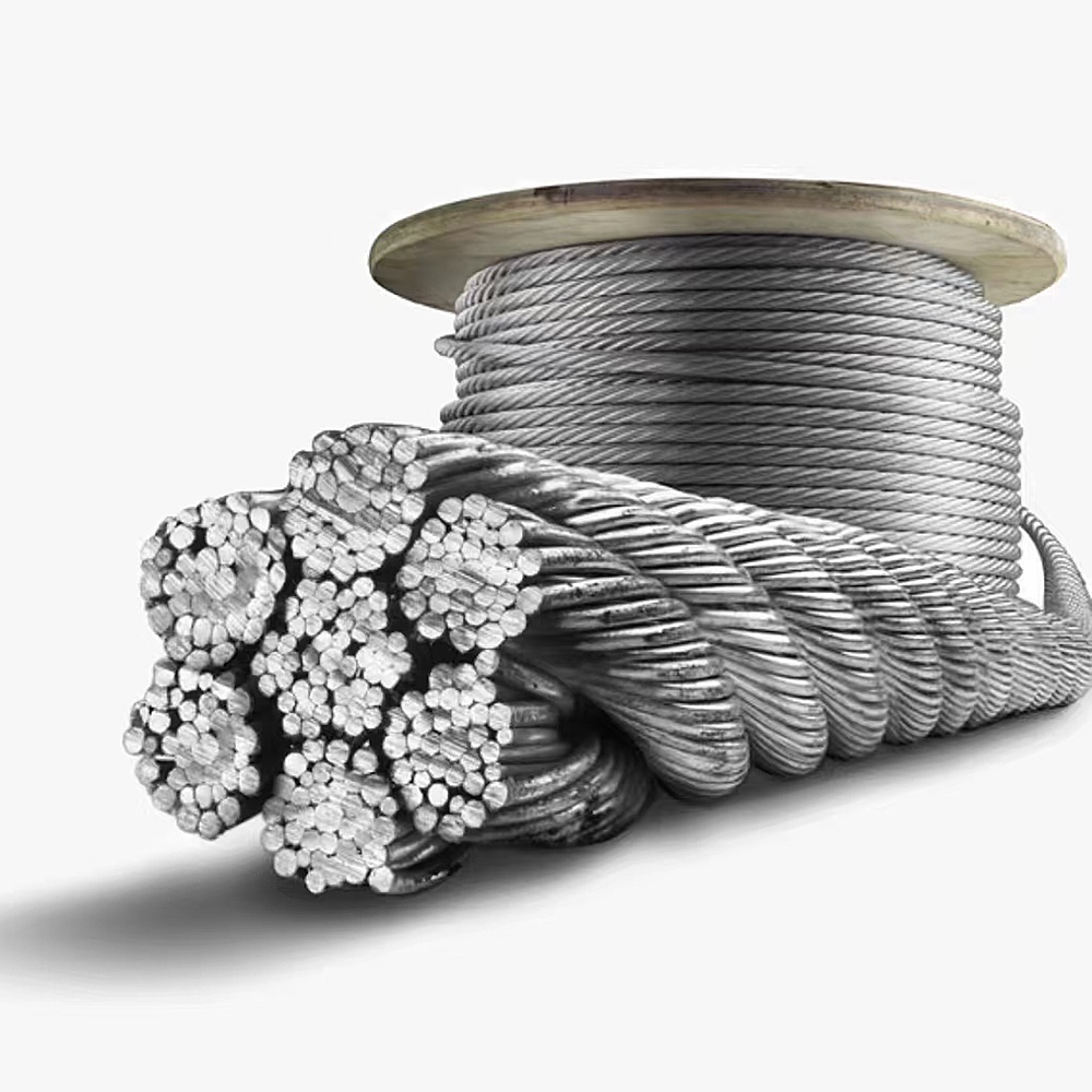 Cable de acero galvanizado 6x37 10-22mm utilizado para maquinaria de elevación