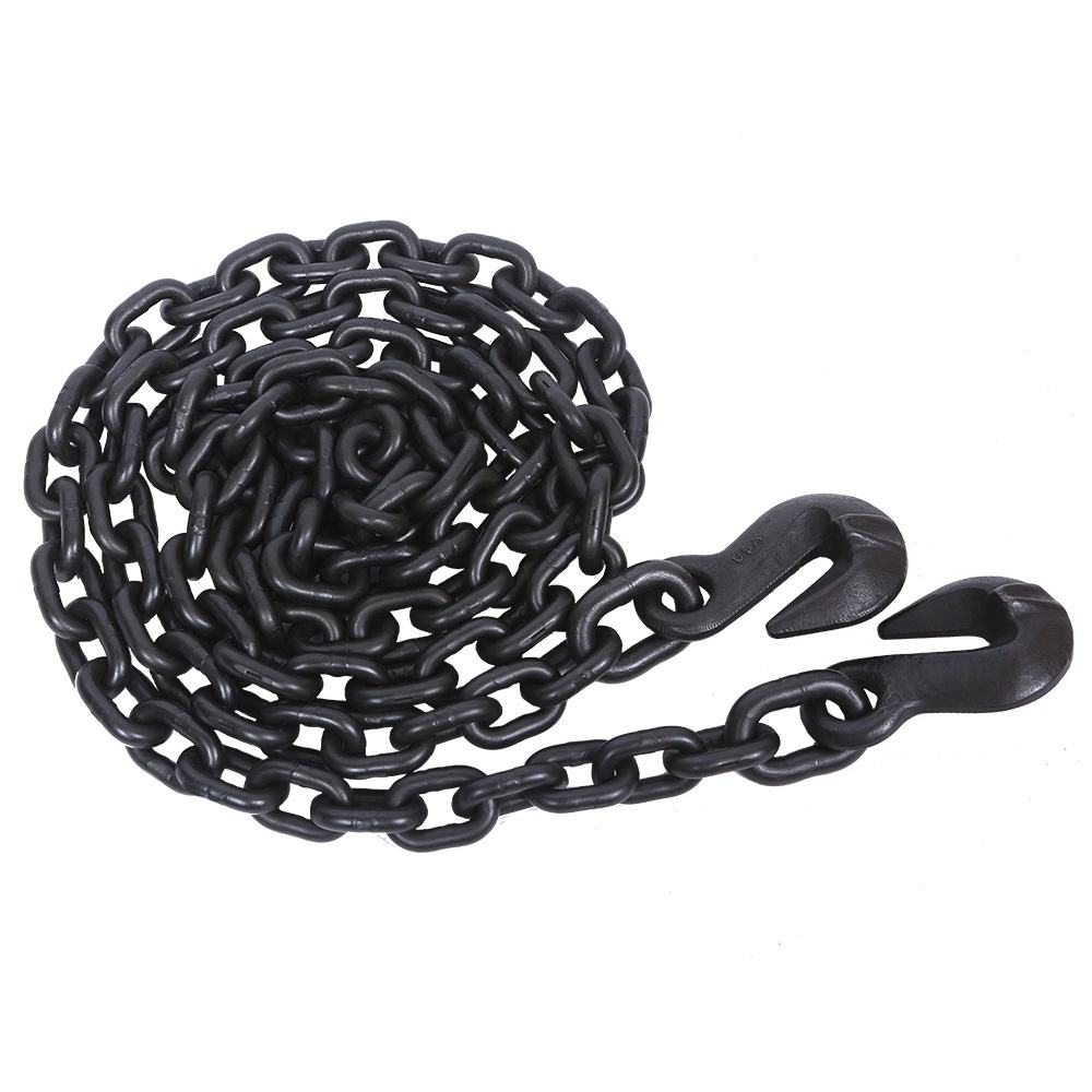 Cadena de eslabones de amarre marino soldada de acero aleado G80 galvanizada por inmersión en caliente con ganchos de agarre de doble ojo 8mm 10mm