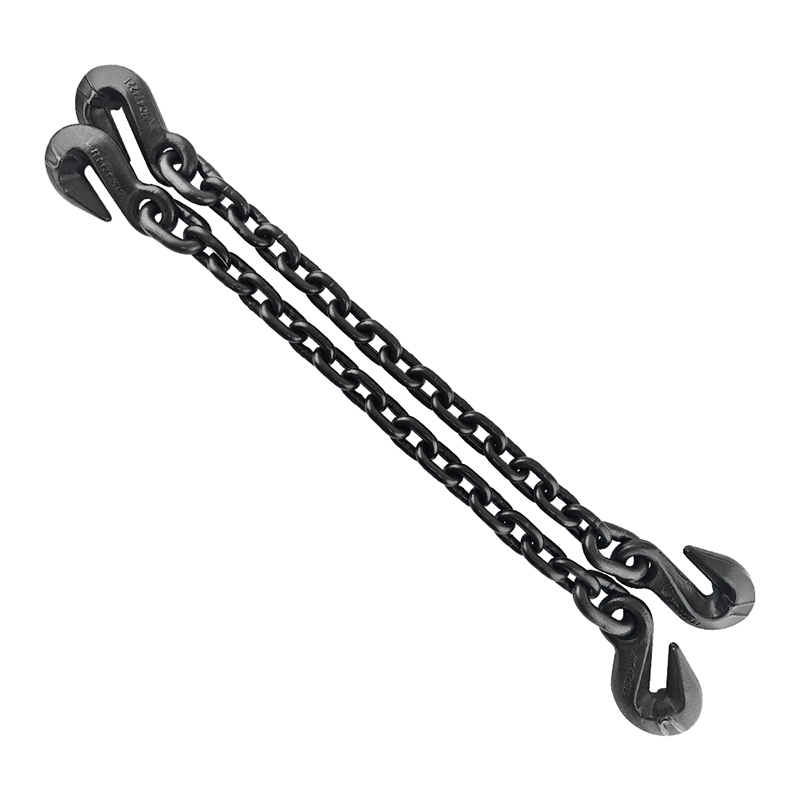 Cadena de eslabones de amarre marino soldada de acero aleado G80 galvanizada por inmersión en caliente con ganchos de agarre de doble ojo 8mm 10mm