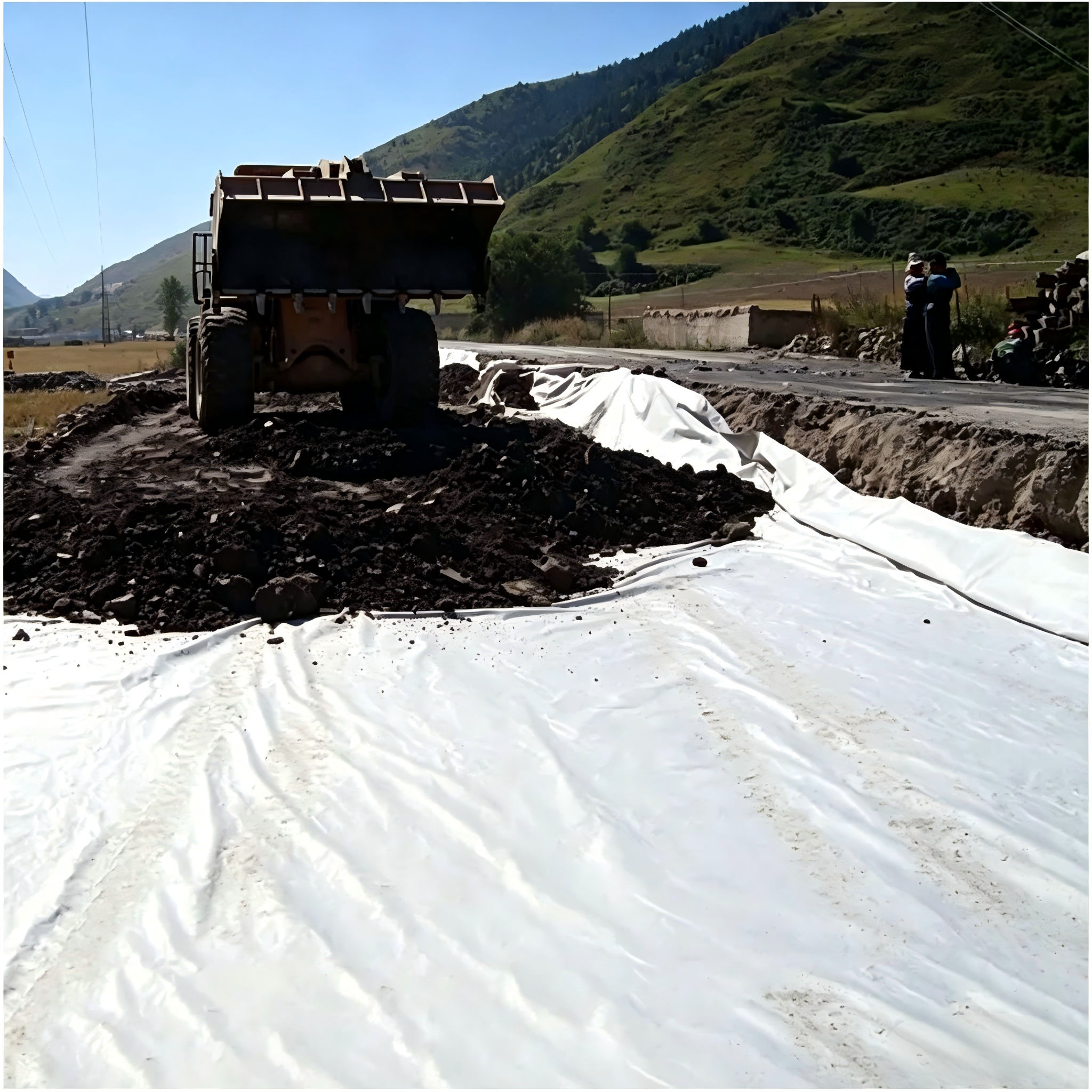 Geotextil no tejido punzonado con aguja de poliéster ecológico de 135GSM 200GSM 300GSM 400GSM para carretera, autopista y ferrocarril