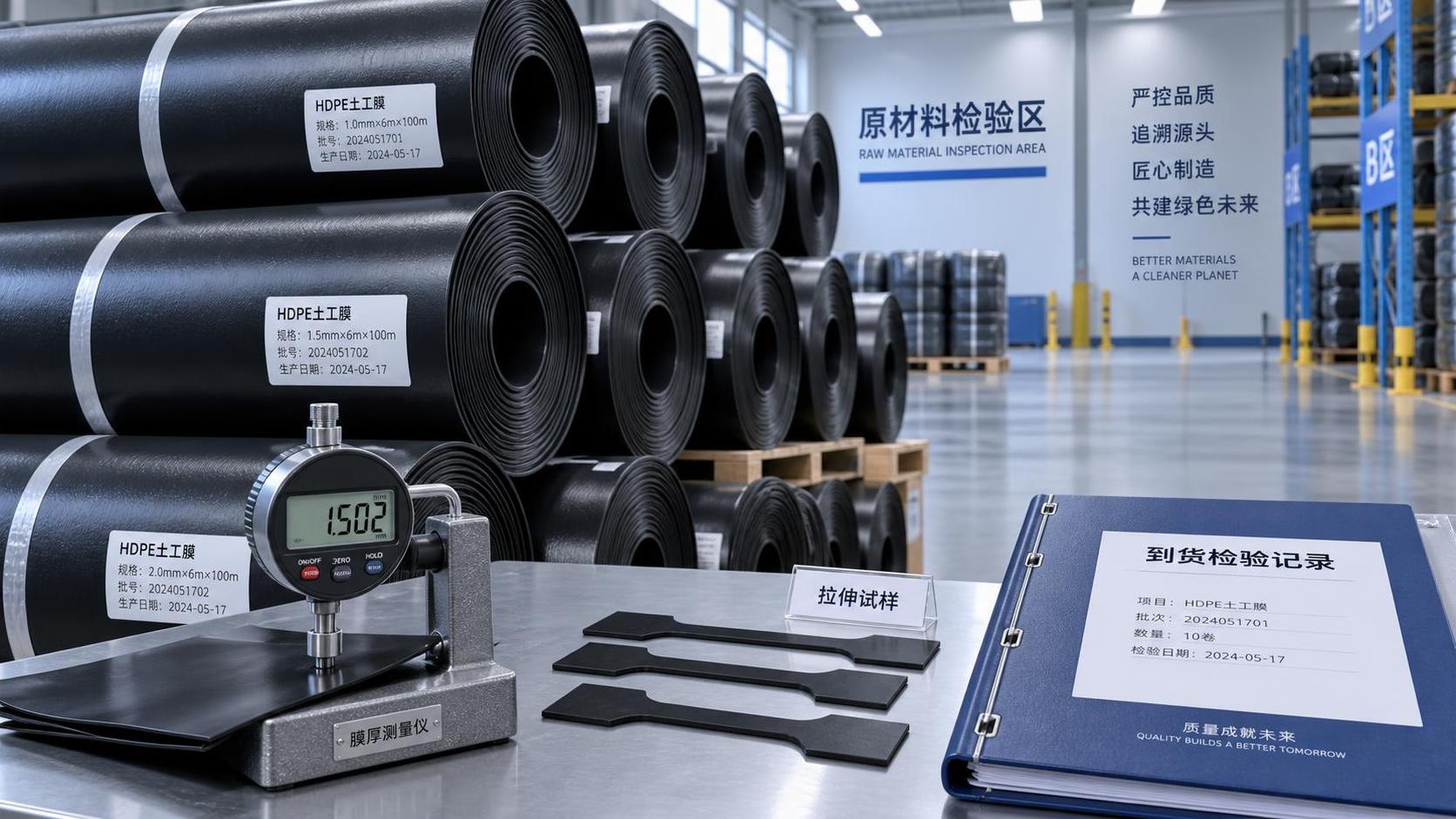 Which geomembrane test records should be required at delivery