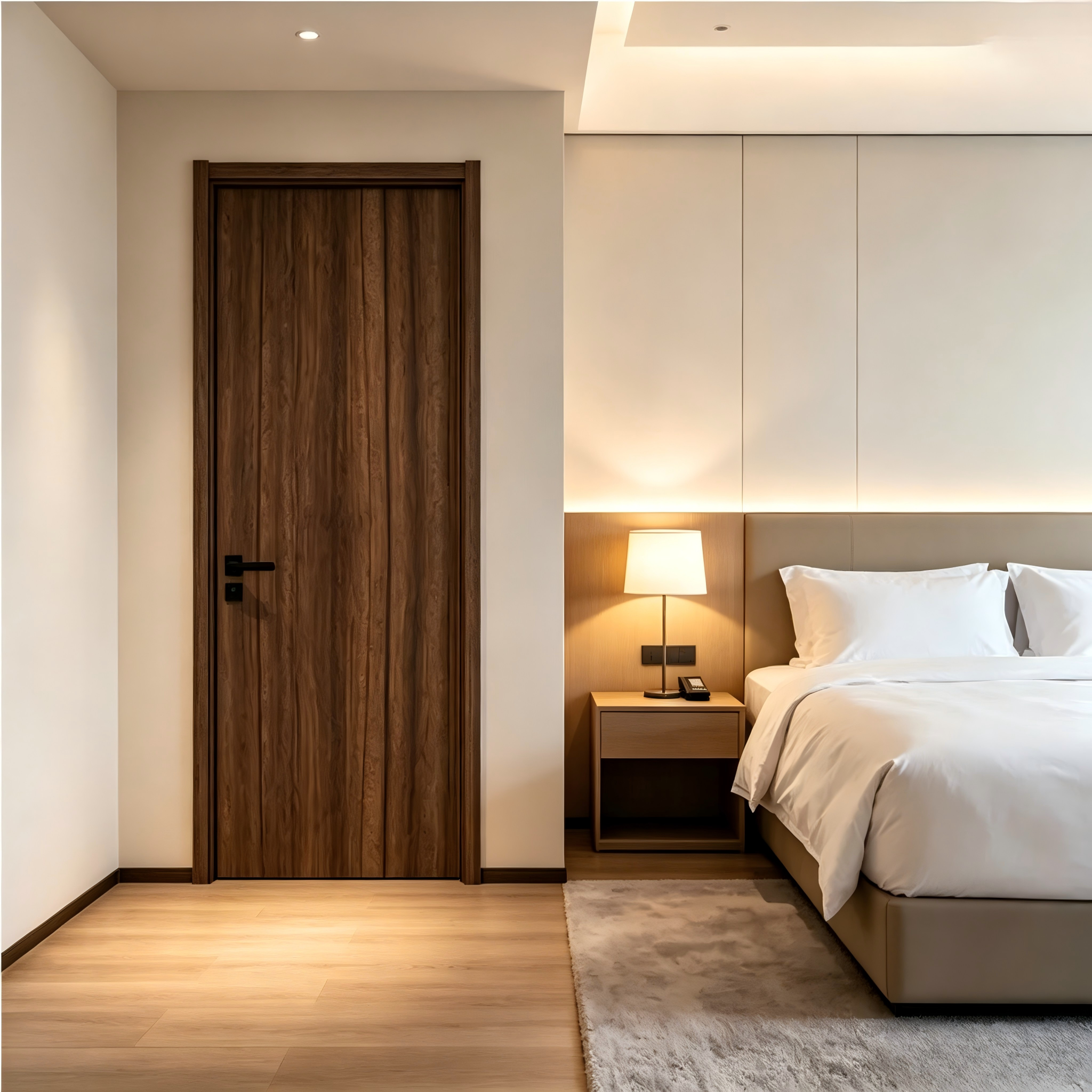 Puerta de madera de interior resistente al fuego para dormitorio, cocina y baño de hogar, hotel, hospital y vivienda, de estilo moderno y personalización sencilla
