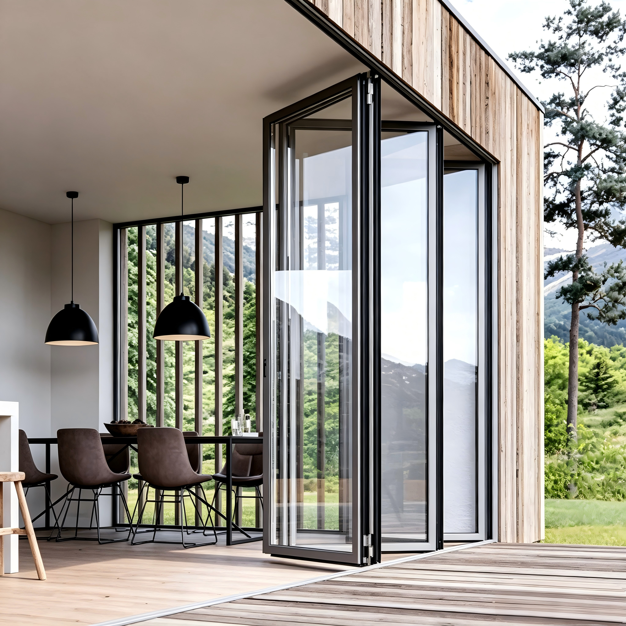 Puerta plegable de vidrio de aleación de aluminio