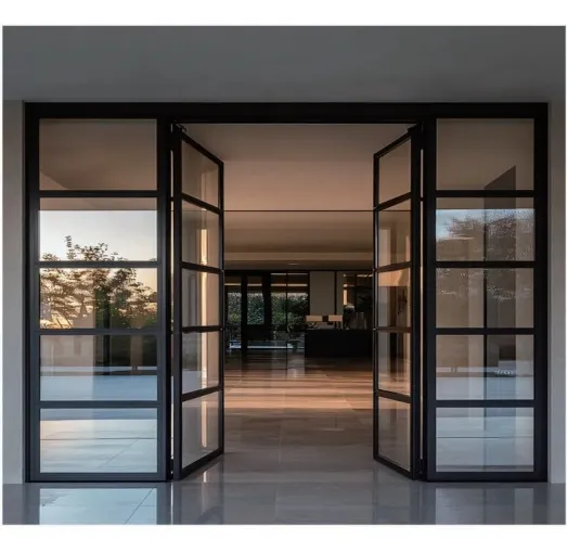 Puerta abatible de aluminio con rotura de puente térmico estilo francés M4 personalizable