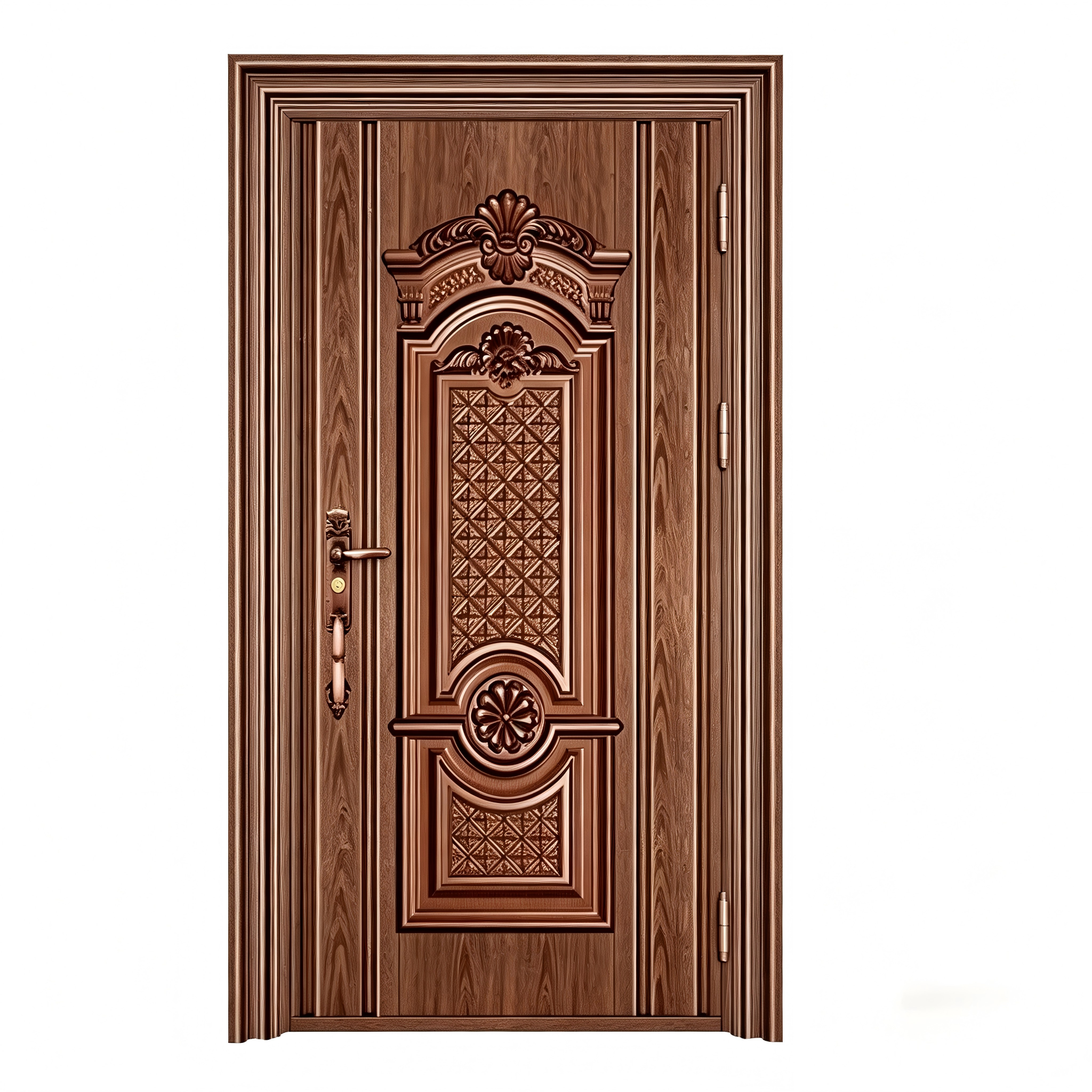 Puerta de seguridad de acero con recubrimiento en polvo de diseño moderno
