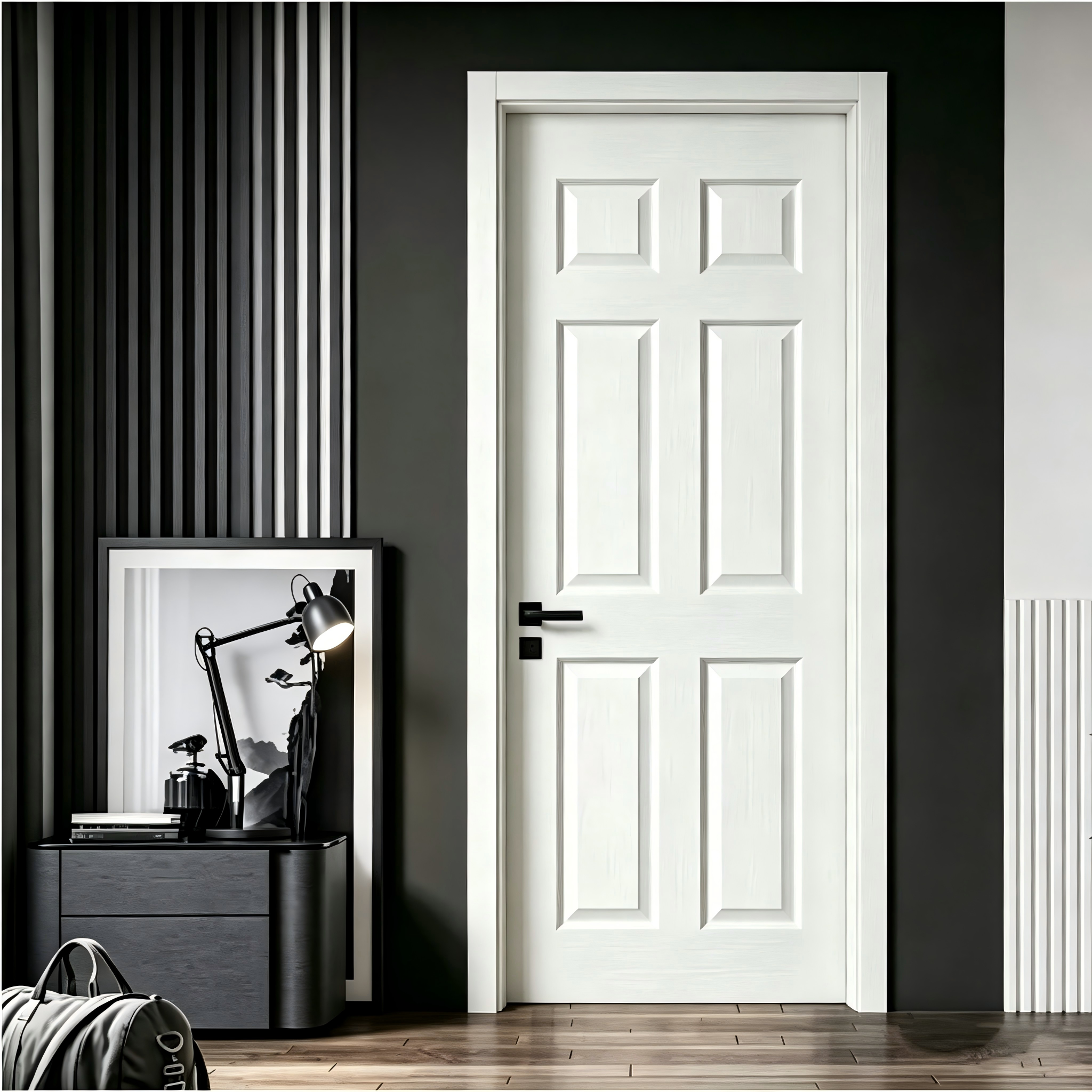 Puerta de madera de alta calidad, tamaño personalizado, puerta interior para dormitorio, venta al por mayor