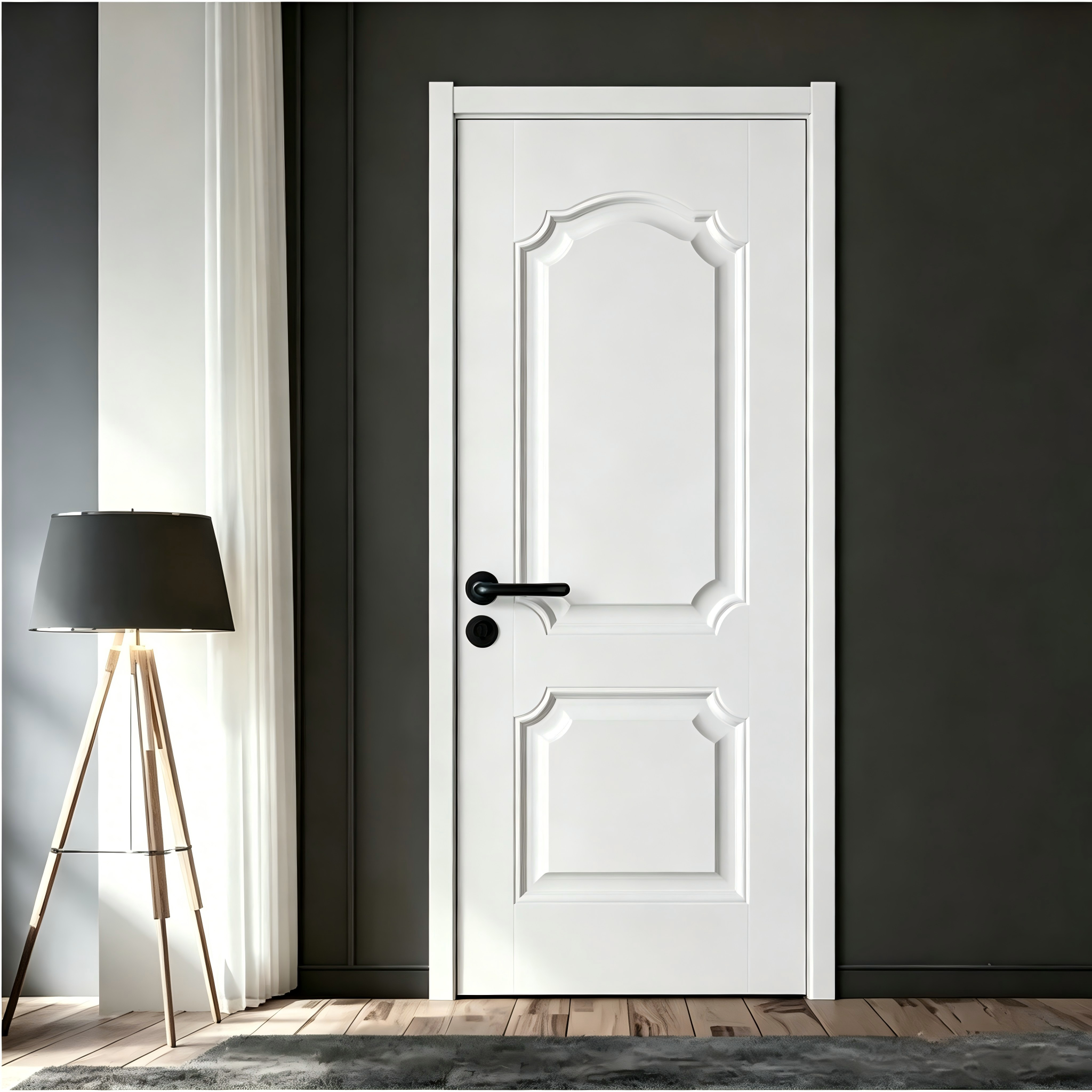 Goldea Precio al por mayor China Fábrica UL 30mins/60mins Puerta principal de entrada interior de madera batiente con clasificación cortafuego de MDF y madera maciza con PVC
