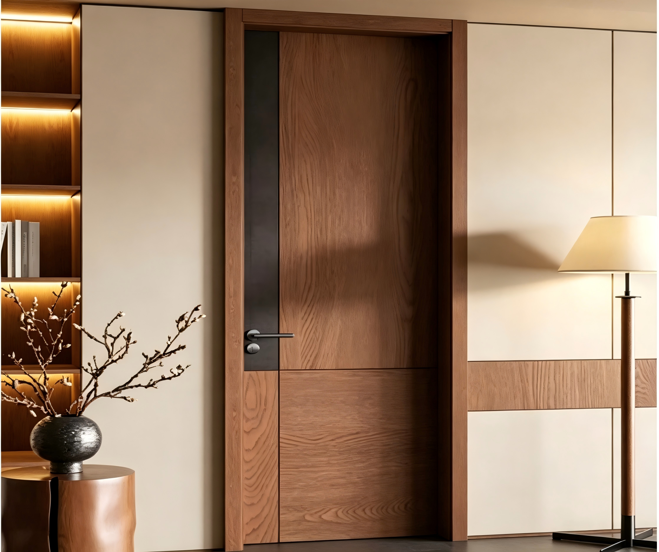 Puerta interior moderna de madera para habitación con diseño elegante