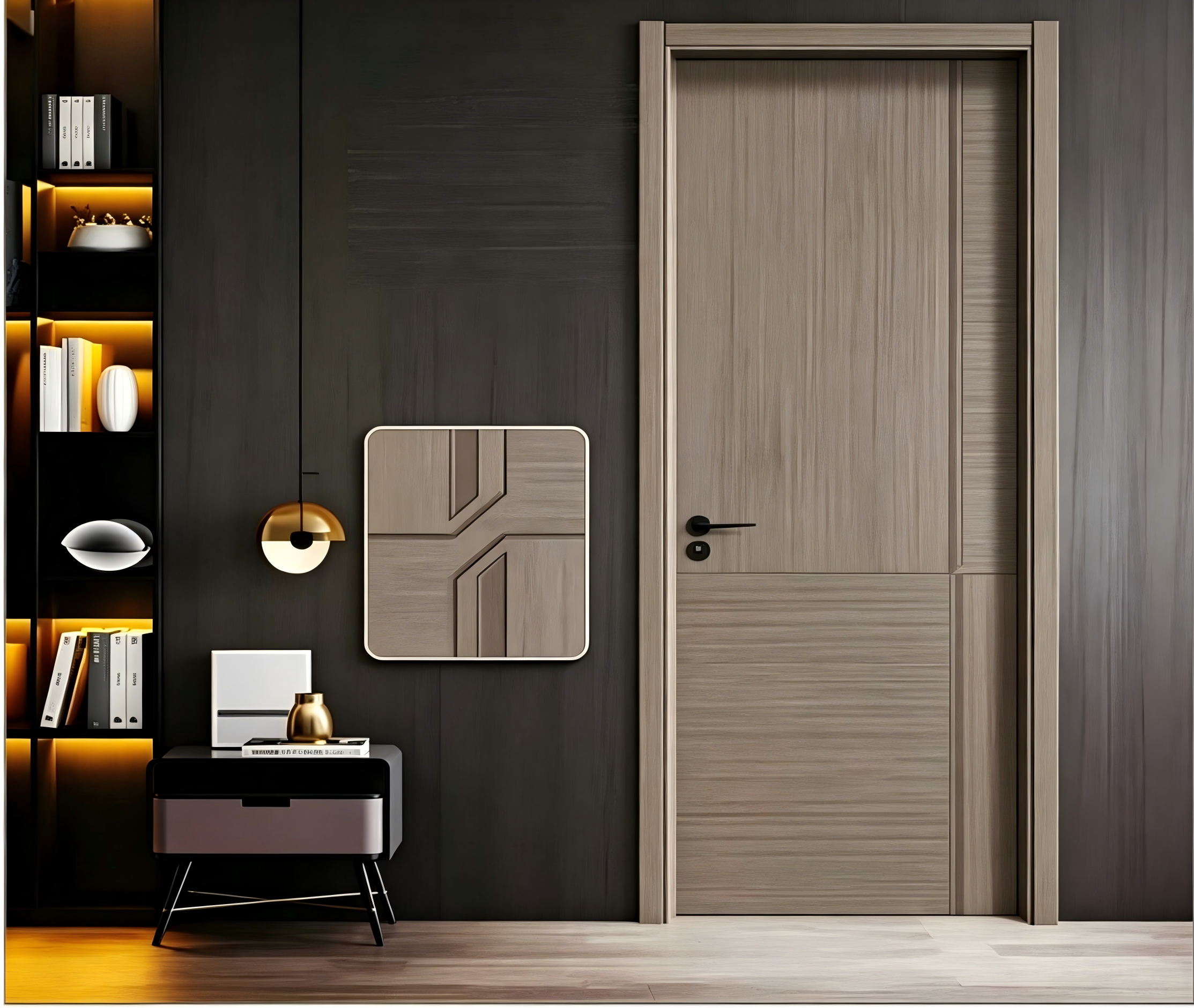 Puerta interior moderna de madera para habitación con diseño elegante
