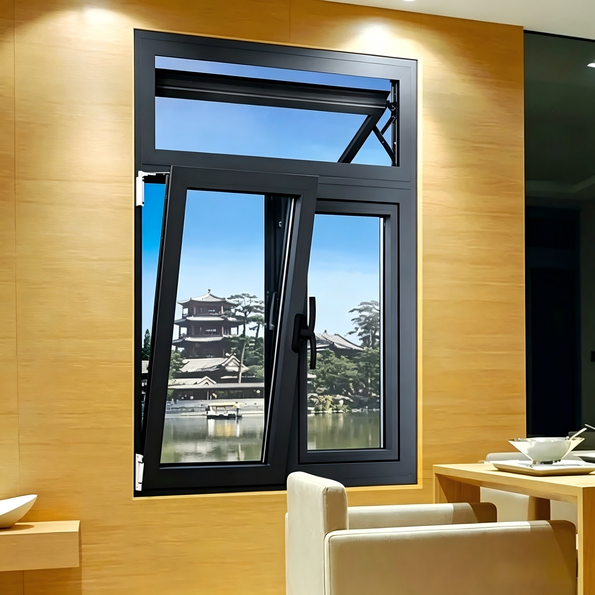 Sistema de sellado de sellante de silicona hermético al aire personalizado para ventana abatible de aluminio y vidrio