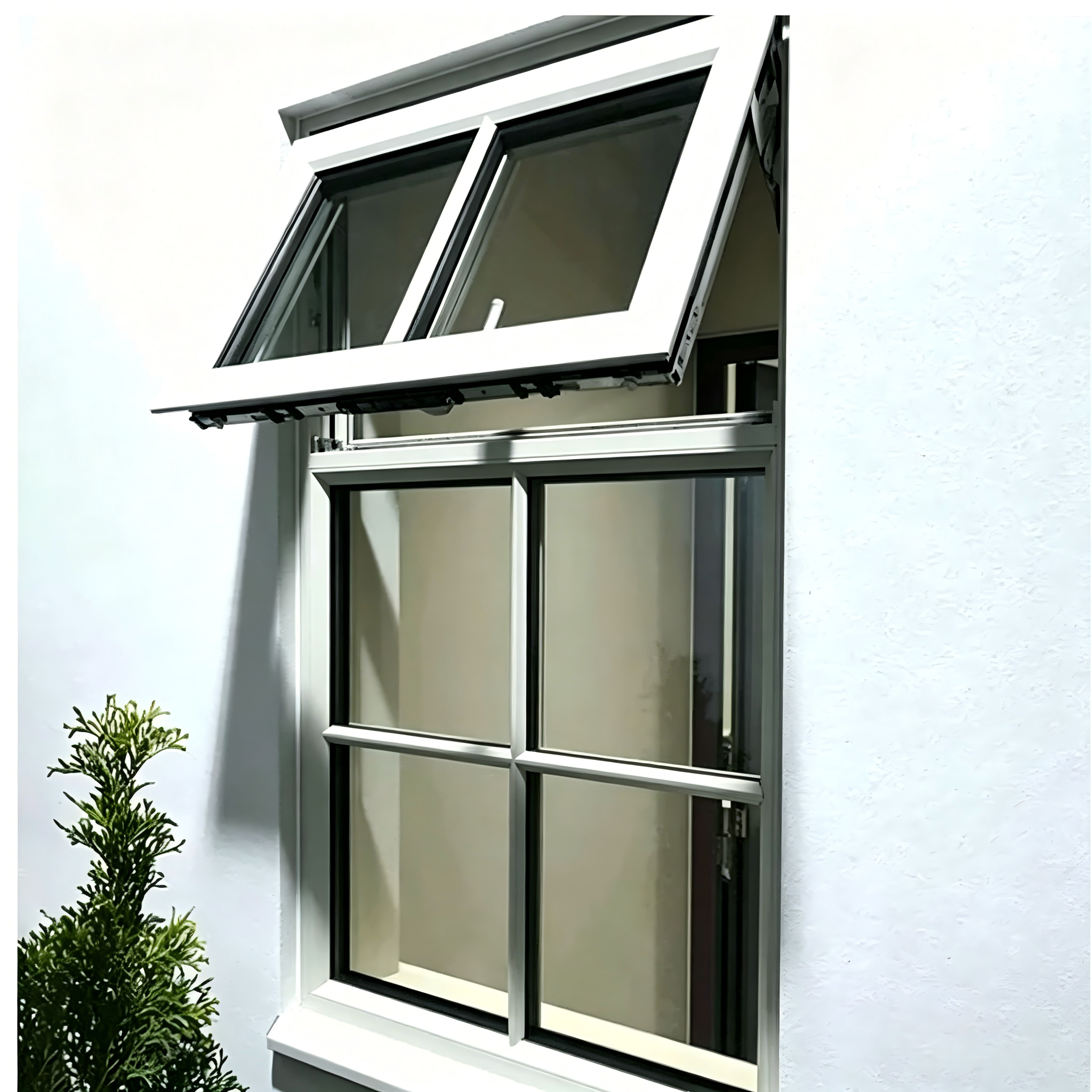 Ventana abatible hacia adentro de aluminio con rotura de puente térmico con doble vidrio de 6mm+12A+6mm