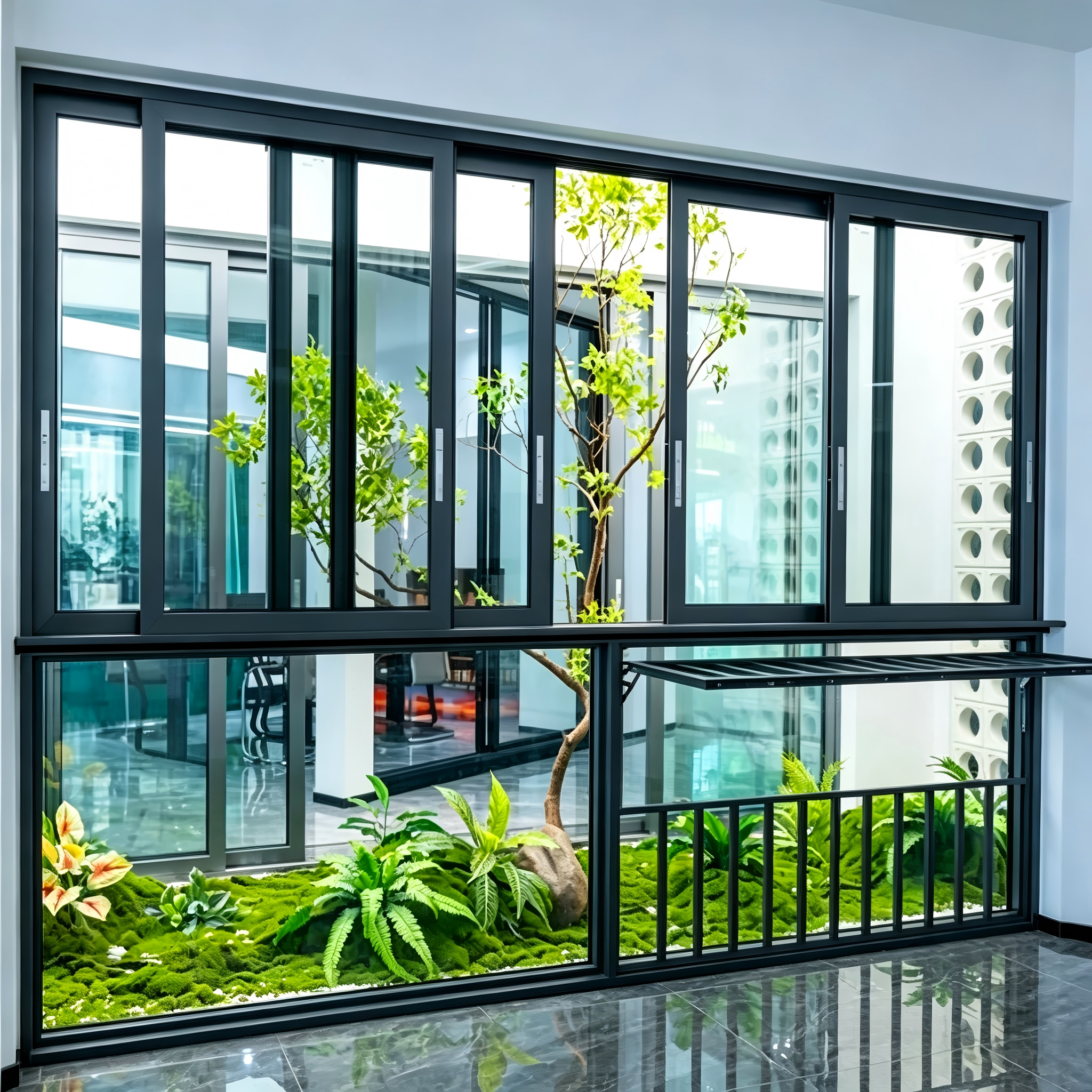 Ventana abatible de aluminio OEM personalizada con espesor de perfil de 1.4mm/1.8mm