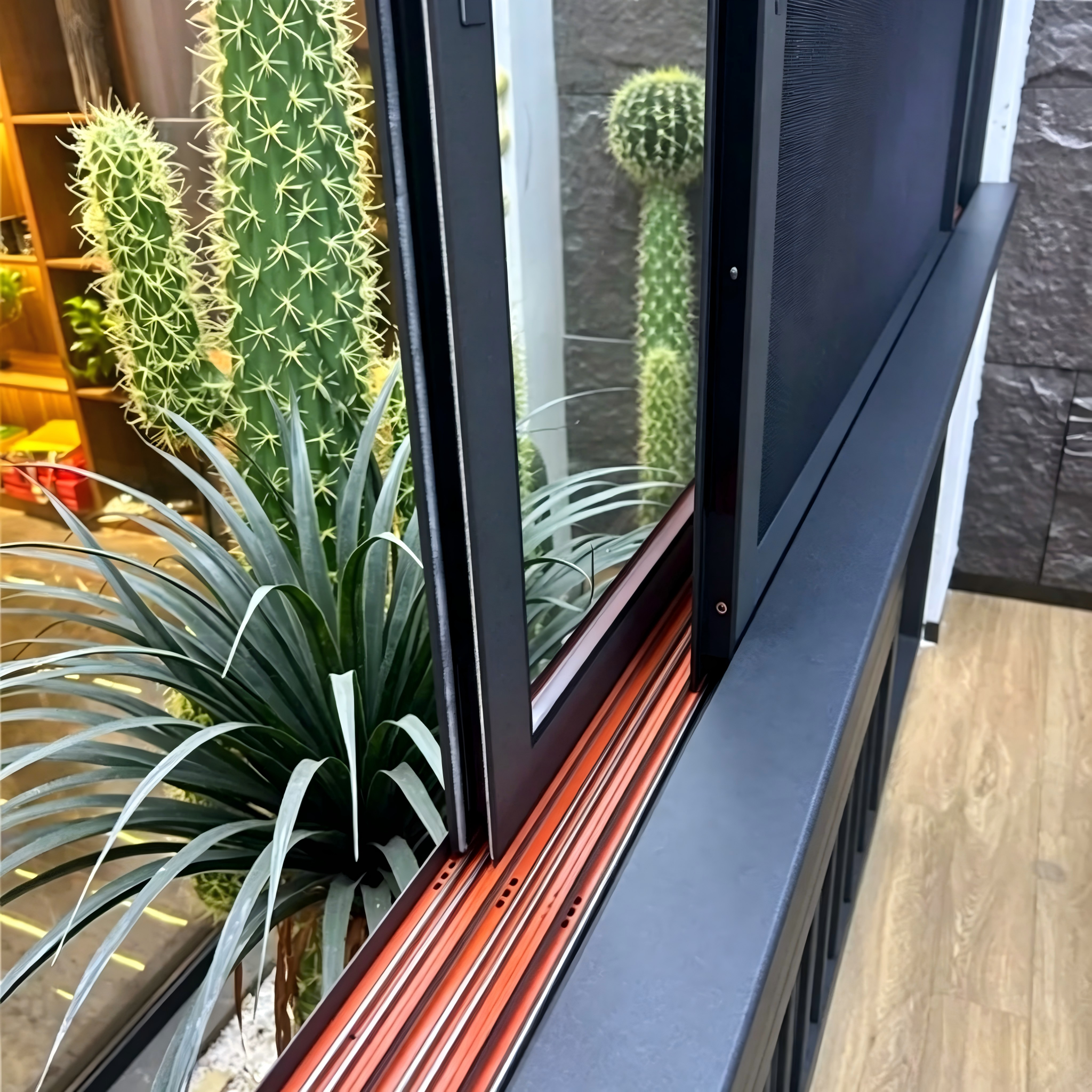 Sistema de sellado de EPDM de aluminio ventana abatible con doble triple acristalamiento