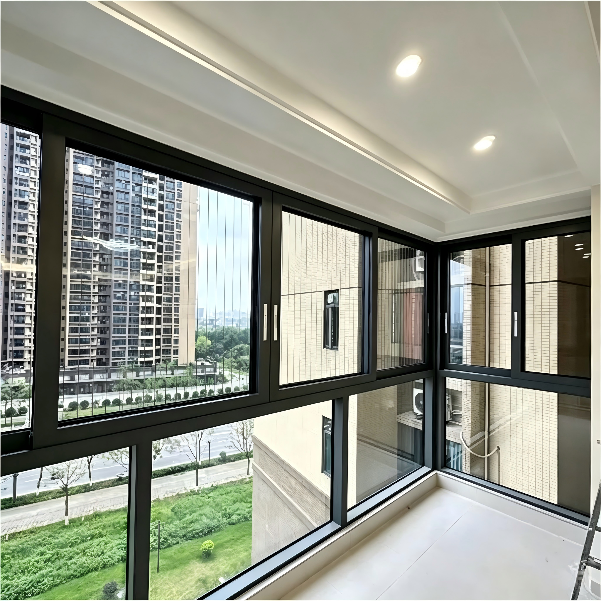Ventana corredera moderna de doble panel con alto aislamiento térmico para renovación