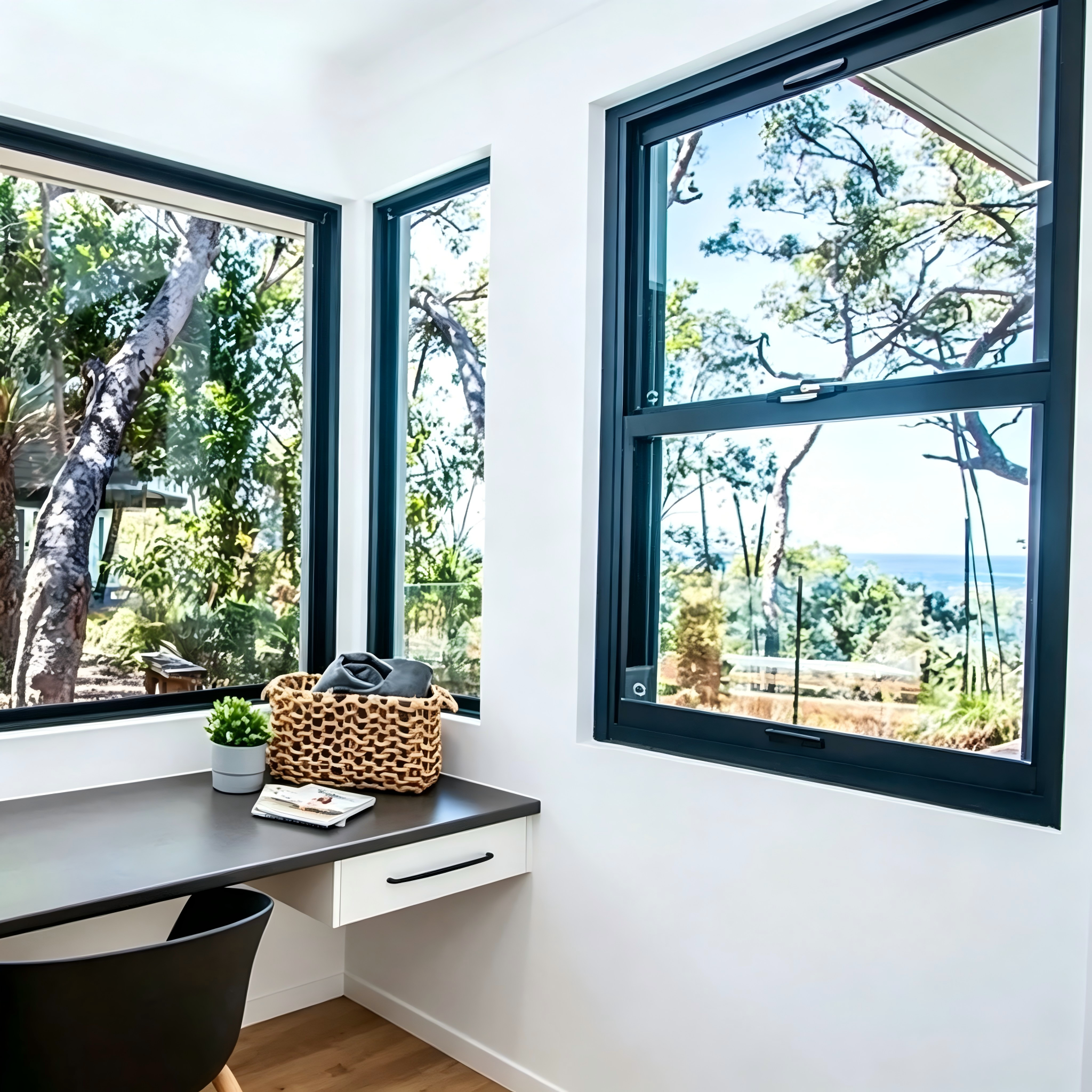 Ventana fija de aluminio premium para diseños de hogares modernos
