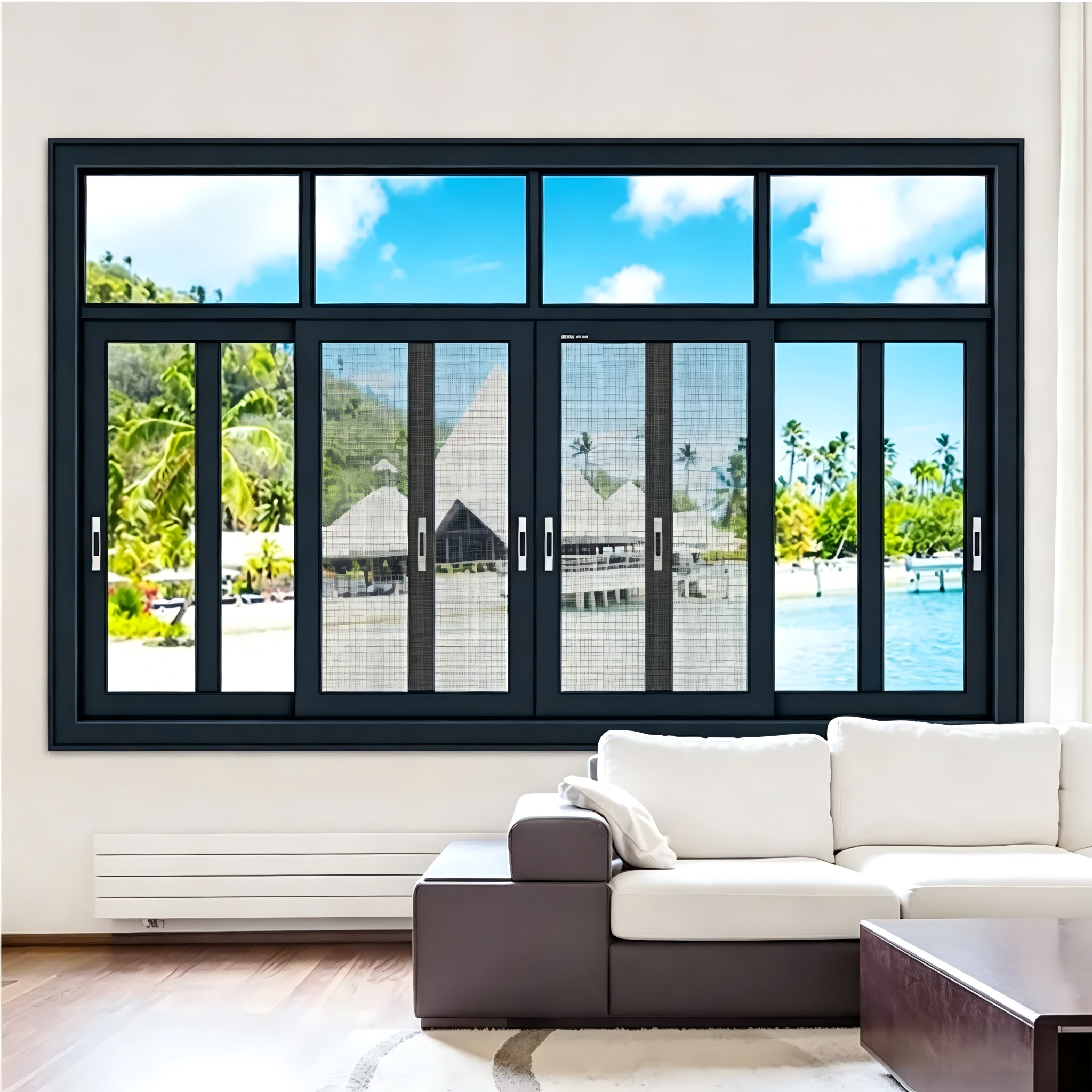Ventanas de balcón abatibles de vidrio insonorizadas con perfil de aluminio de diseño simple más reciente