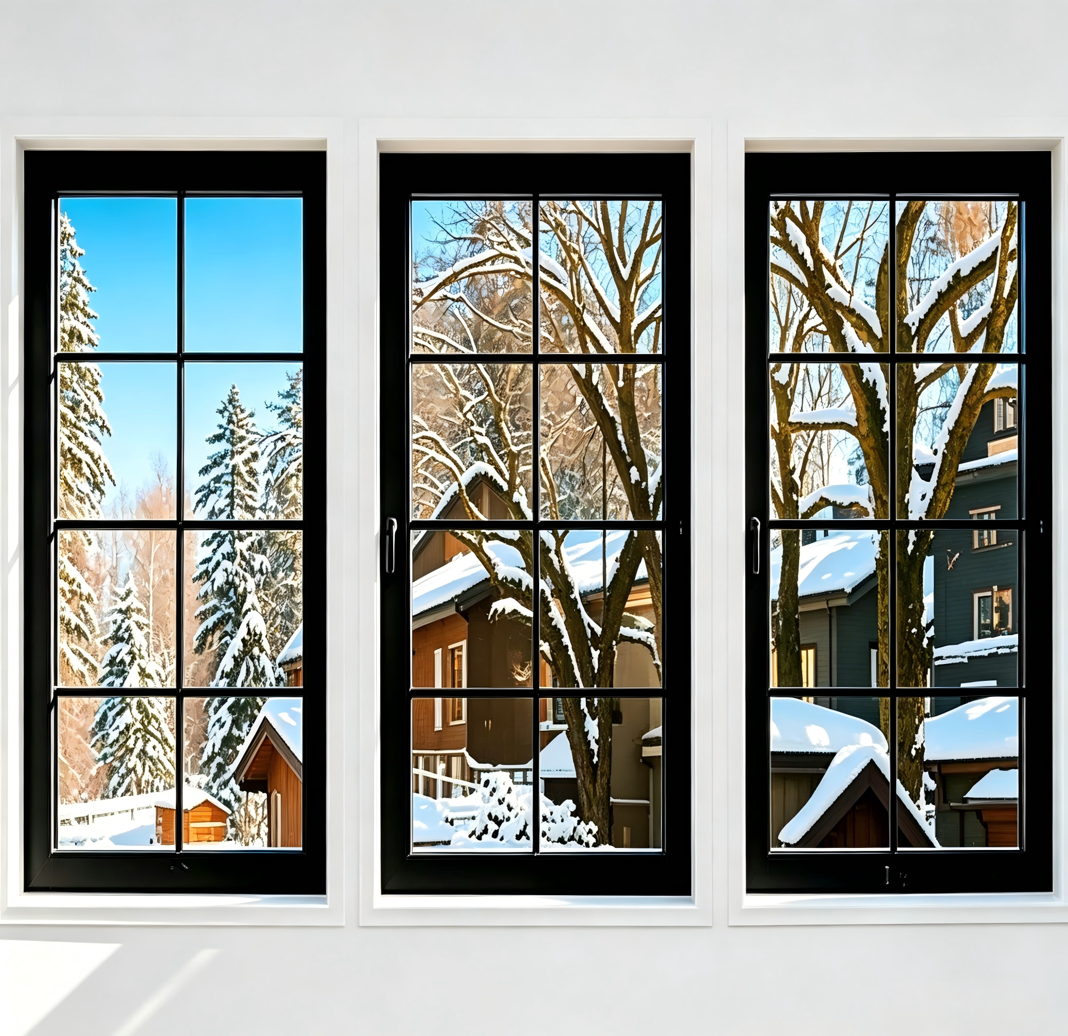 Ventana fija de aluminio con rotura de puente térmico y doble acristalamiento de tamaño personalizado