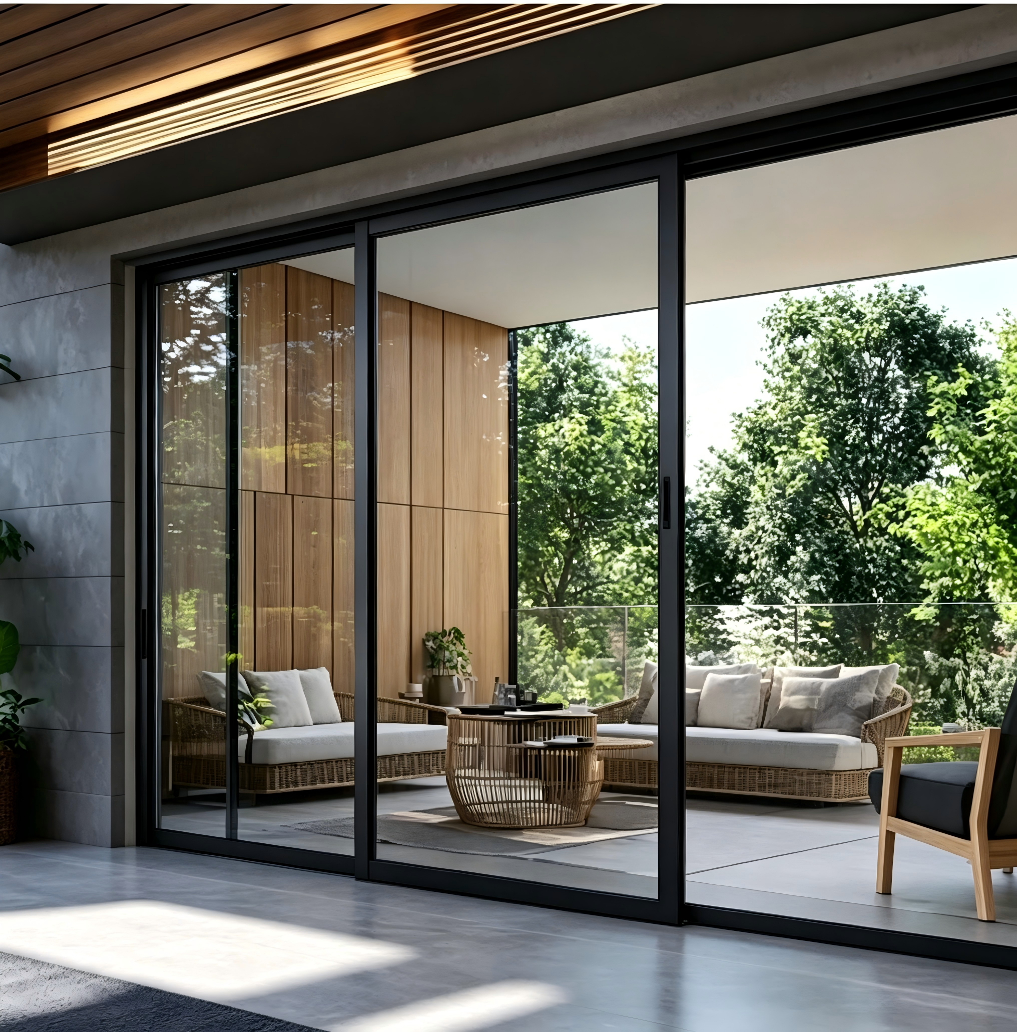 Ventana fija de aluminio con rotura de puente térmico y doble acristalamiento de tamaño personalizado