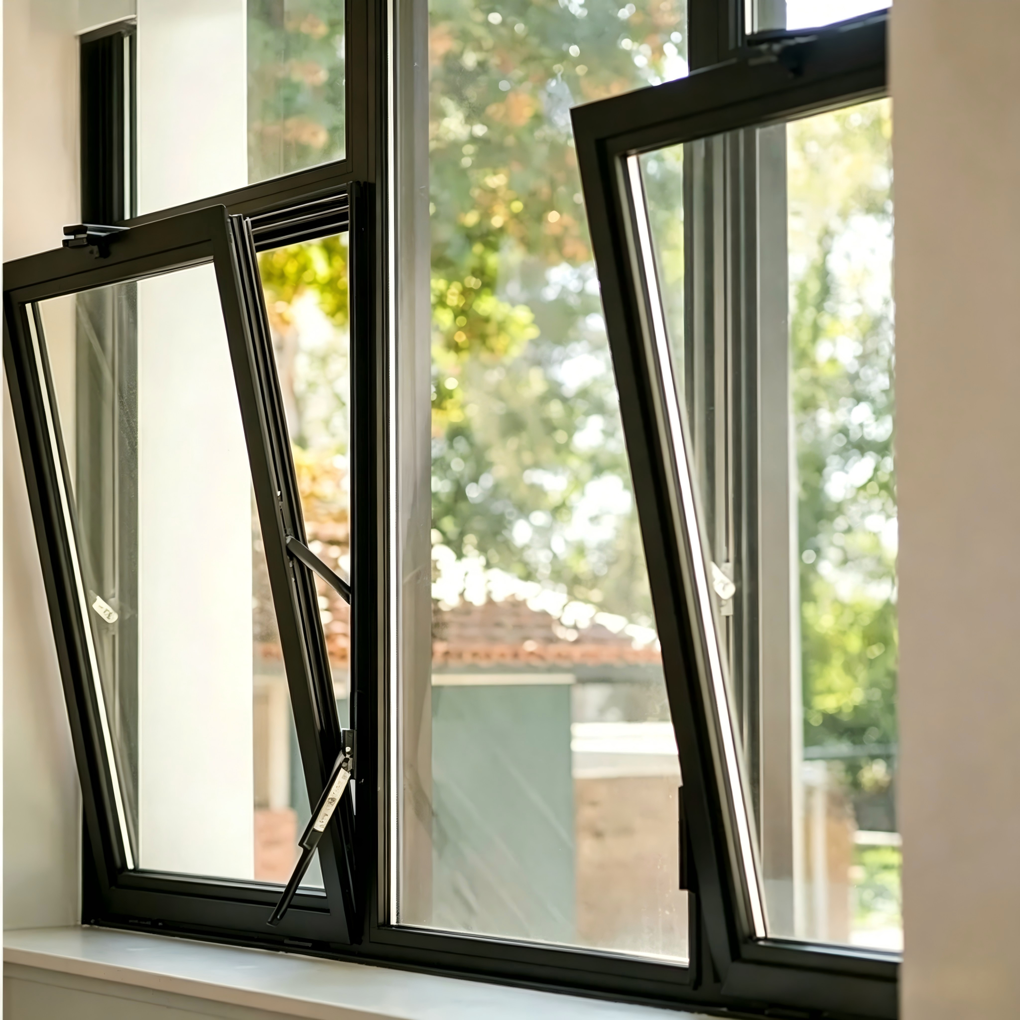 Ventanas abatibles de doble vidrio con mosquitera y marco de aleación de aluminio más vendidas