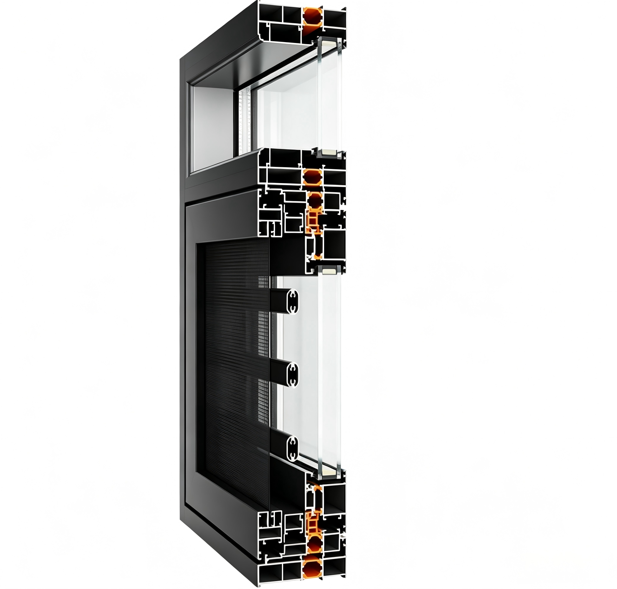 Ventana abatible de aluminio 6063 con rotura de puente térmico serie 110 con recubrimiento en polvo de alta venta, perfil de extrusión de aleación