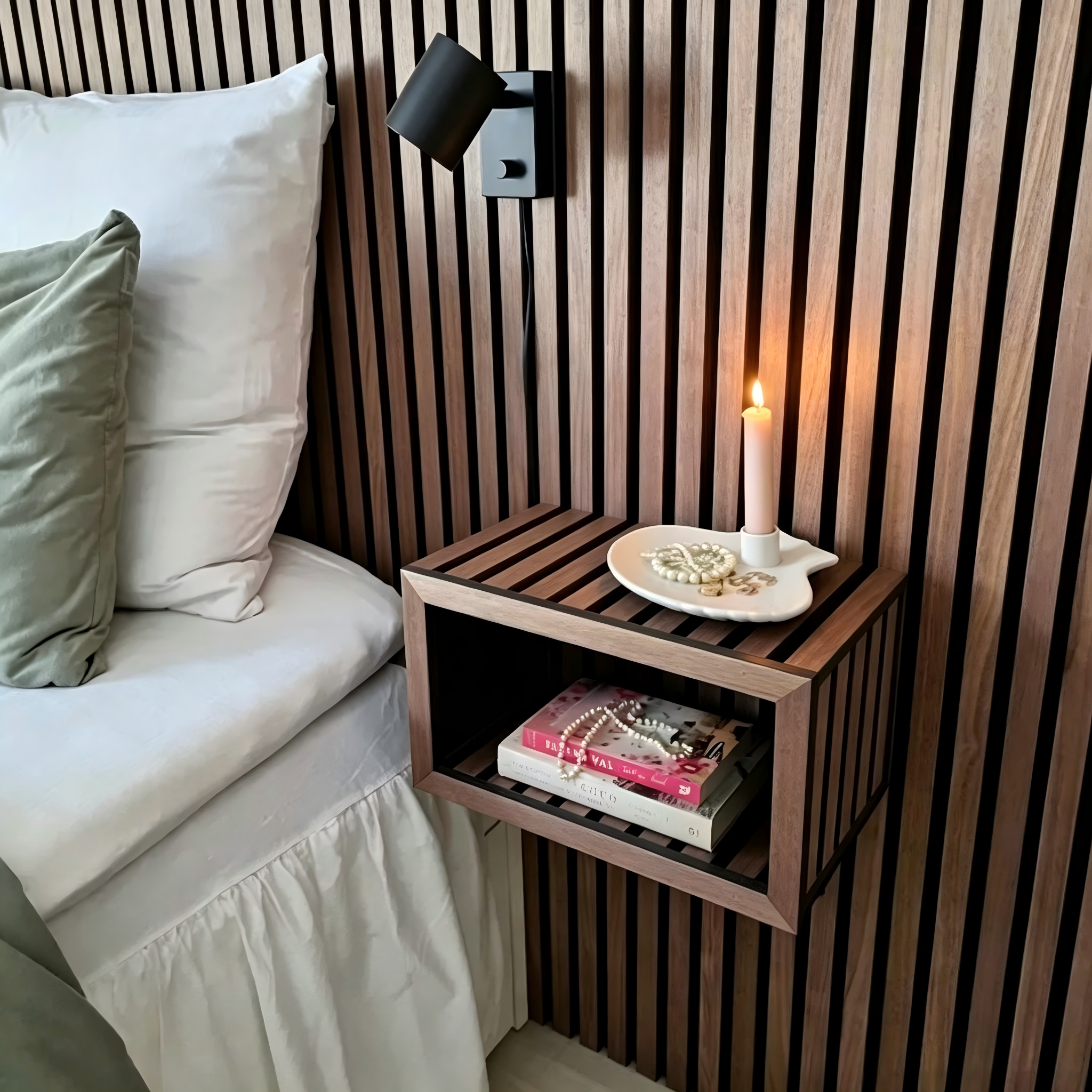 Paneles acústicos de fieltro para pared con listones de madera Akupanel de MDF de alta calidad con absorción acústica