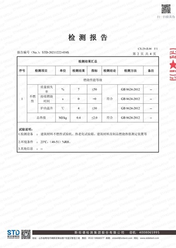 Class A Fireproof Report for Crystal Stone Slab