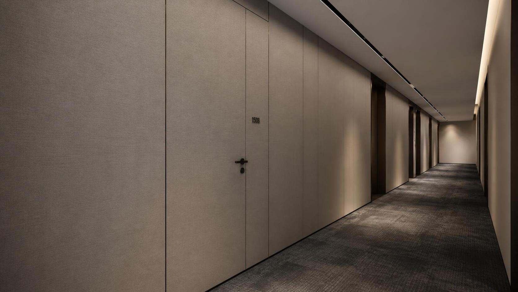 Do integrated door and wall panels improve visual alignment in corridors?