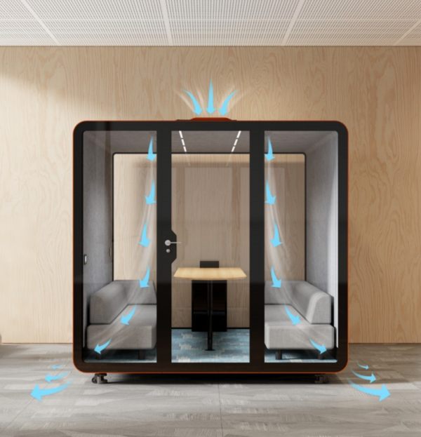 ¿Cómo funciona el sistema de ventilación en una cabina de reuniones insonorizada?