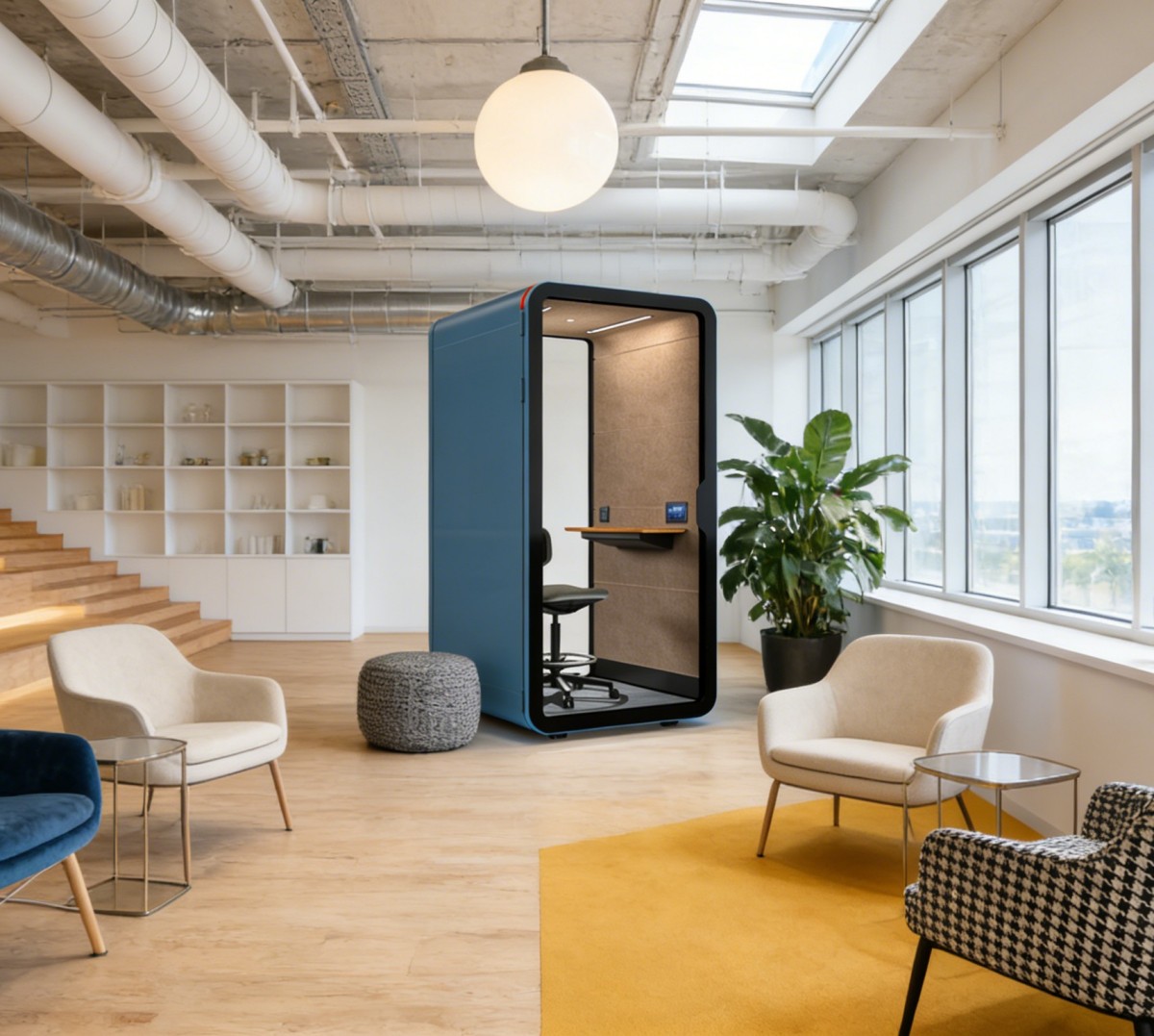 Cabina silenciosa para llamadas telefónicas o trabajo de concentración: ¿Qué configuración se adapta a su oficina?