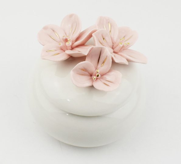Ceramic artificial flower-shaped jewelry storage box