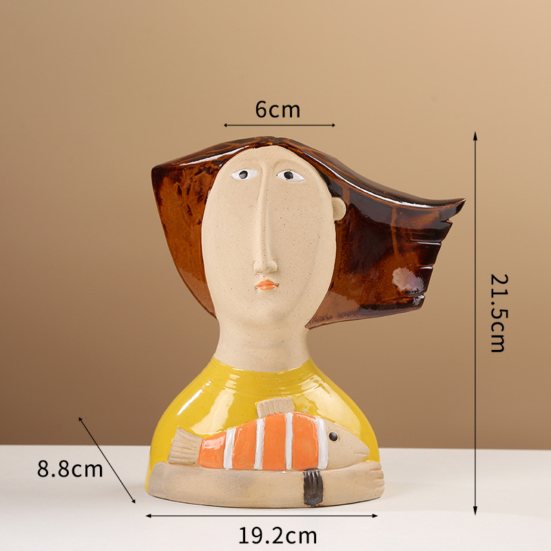 Hand-Painted figure ceramic vase